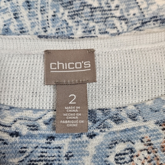 Chico's‎ Blue & Rust Paisley Fall Foulard Boat Neck Pullover Size 2X Women's L72 - Picture 8 of 9